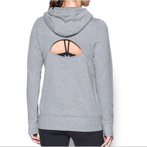 UNDER ARMOUR Open Back Cowlneck Pullover Hoody Sweatshirt Tunic Heather Gray